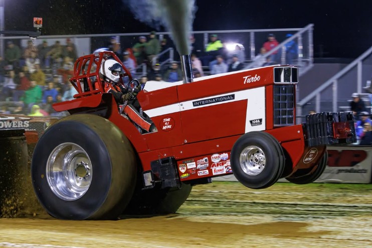 Kawasake Parts 95 Limited Pro Stock Tractors Red Tractor puller on dirt track